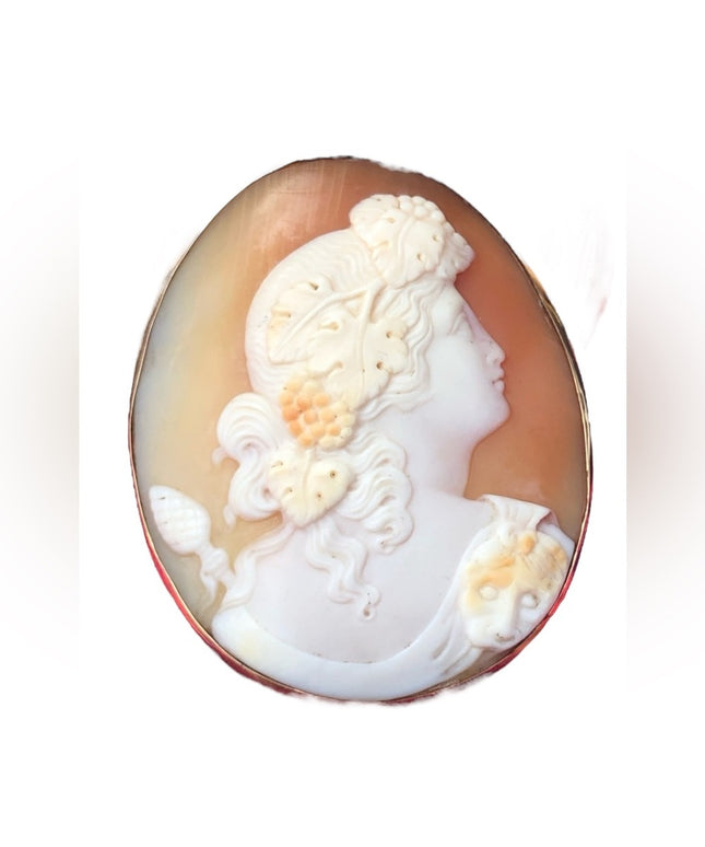 Antique 14k gold hand carved Italian Cameo Brooch 2” Beautiful