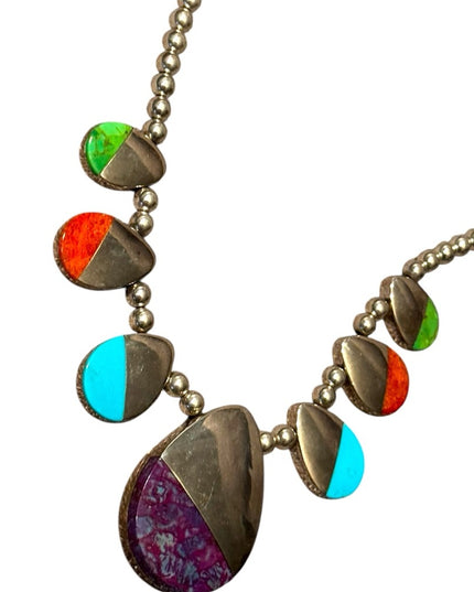 DTR Jay King Sterling Beaded stone Necklace 925 Southwestern Navajo