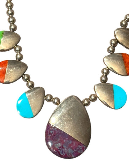 DTR Jay King Sterling Beaded stone Necklace 925 Southwestern Navajo