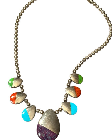 DTR Jay King Sterling Beaded stone Necklace 925 Southwestern Navajo