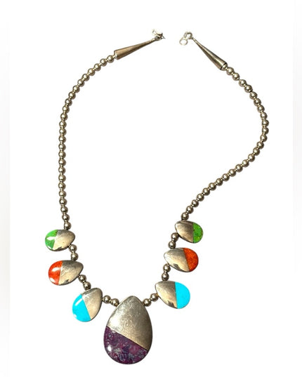 DTR Jay King Sterling Beaded stone Necklace 925 Southwestern Navajo