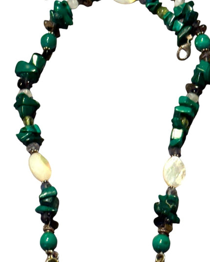 Elegant SAJEN Sterking silver 925 malachite MOP Peridot Green Beaded Necklace