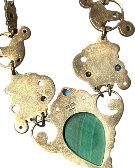 Elegant SAJEN Sterking silver 925 malachite MOP Peridot Green Beaded Necklace