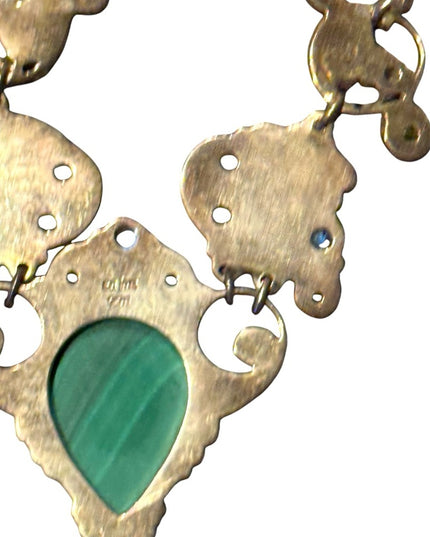 Elegant SAJEN Sterking silver 925 malachite MOP Peridot Green Beaded Necklace