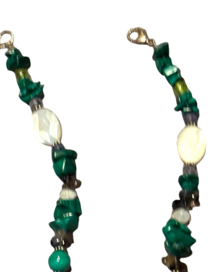 Elegant SAJEN Sterking silver 925 malachite MOP Peridot Green Beaded Necklace