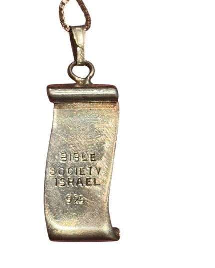 Vintage Bible Society Israel 925  Pendant with Hebrew Inscription