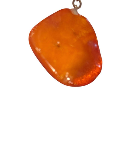 Vintage Russian Baltic Amber Chunk Pendant Sterling 925  Chain