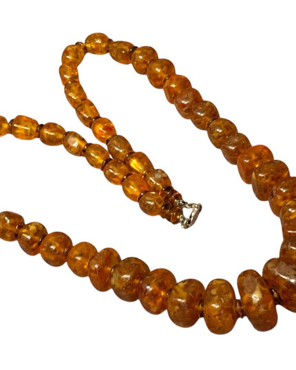 Large vintage 1960s Large graduated raw Amber Beaded Necklace