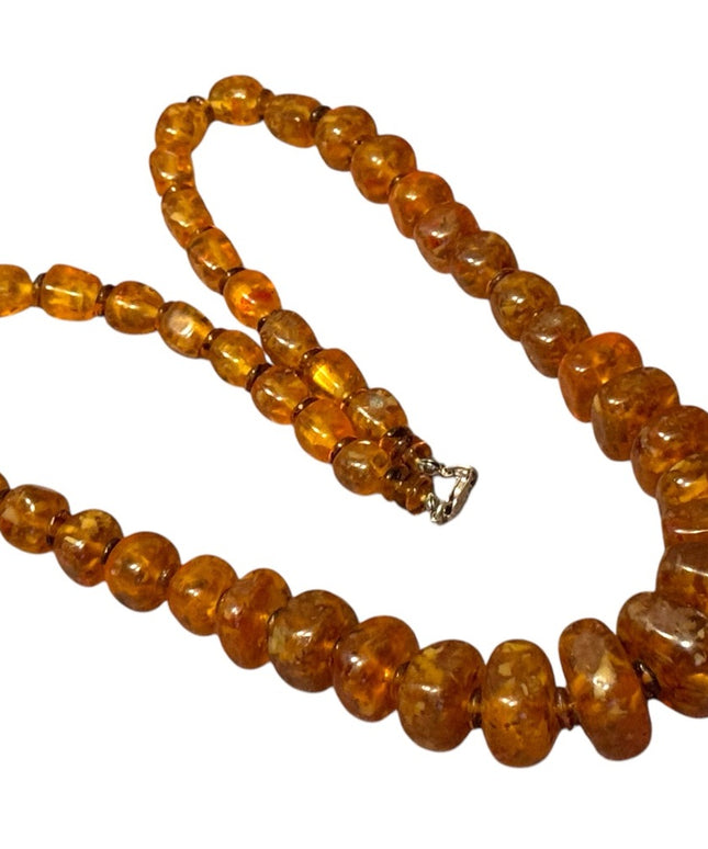 Large vintage 1960s Large graduated raw Amber Beaded Necklace