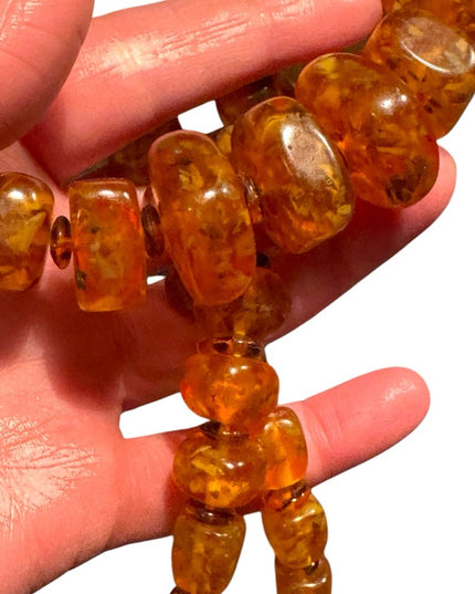 Large vintage 1960s Large graduated raw Amber Beaded Necklace