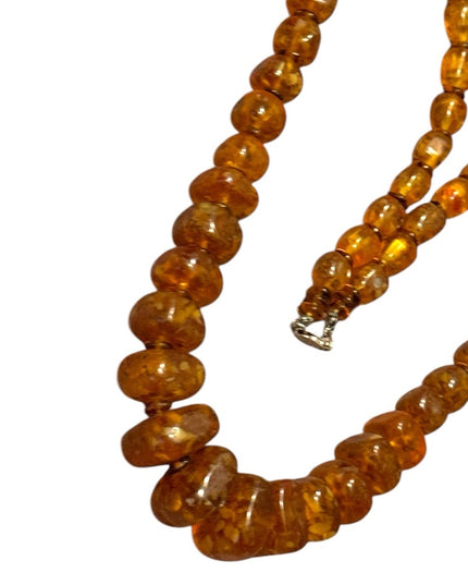 Large vintage 1960s Large graduated raw Amber Beaded Necklace