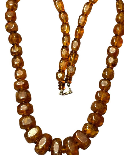 Large vintage 1960s Large graduated raw Amber Beaded Necklace