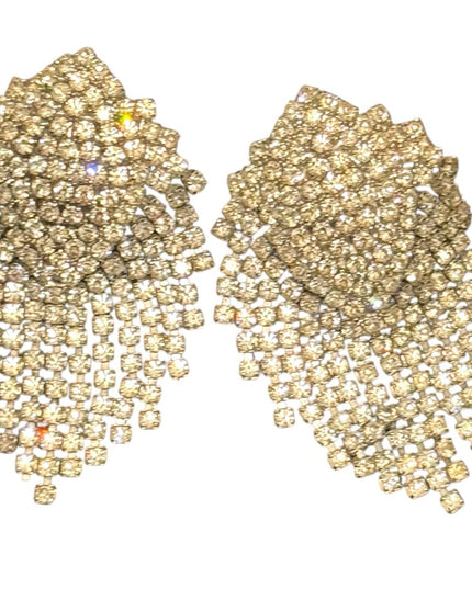 Stunning 1960s Elegant Silver finish AB crystal dangle Statement Earrings