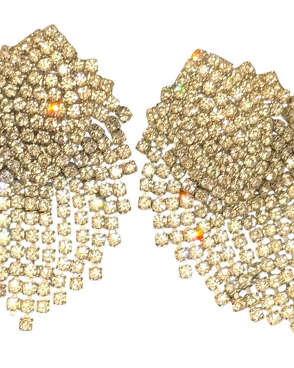 Stunning 1960s Elegant Silver finish AB crystal dangle Statement Earrings