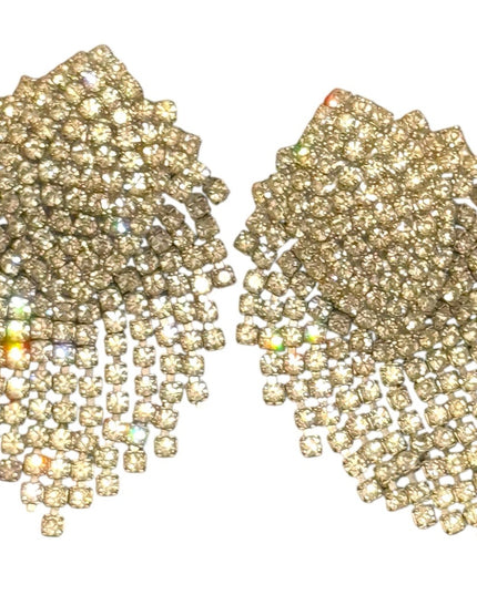 Stunning 1960s Elegant Silver finish AB crystal dangle Statement Earrings