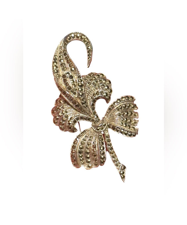 Vintage silver marcasite Floral Brooch