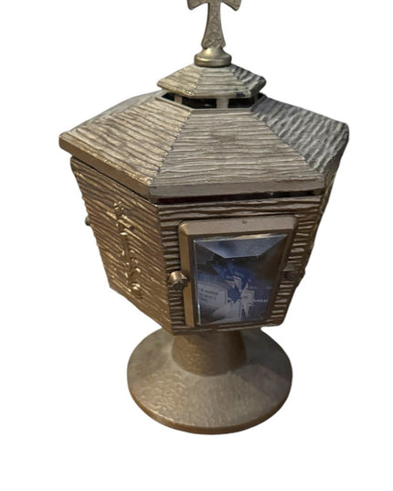 Antique Church Burial Brass Hexagonal Lantern Cross Curti Cemetary post Brass