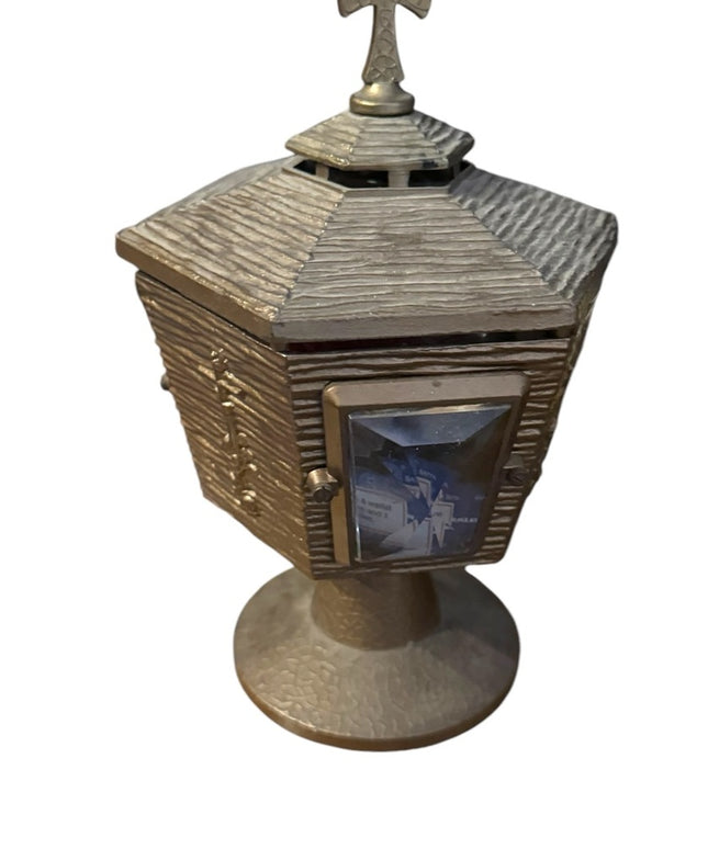 Antique Church Burial Brass Hexagonal Lantern Cross Curti Cemetary post Brass