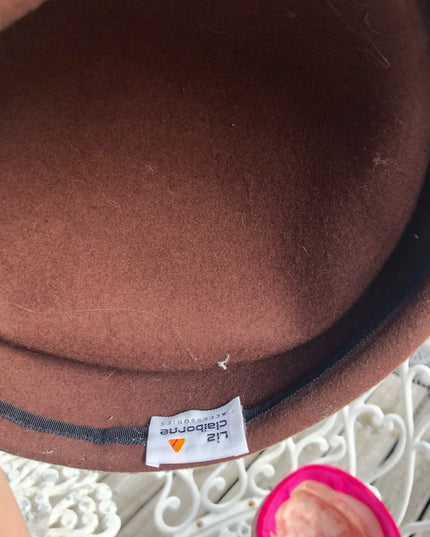 Vintage 1980s Liz Claiborne Brown felt hat beret