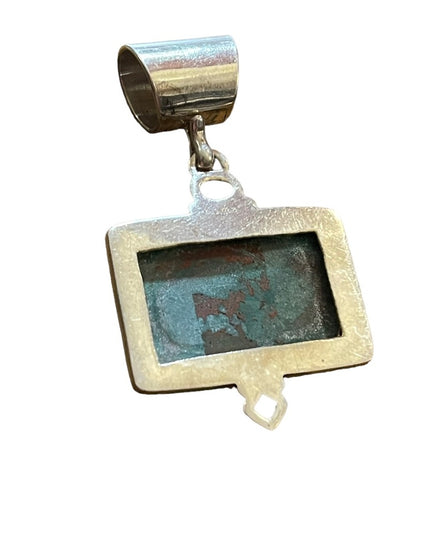 Vintage sterling silver C CHAMA Southwestern Malachite & peridot pendant