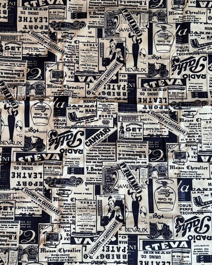 Antique Inspired Newsprint 1800s Graphic Cotton print fabric 4+ Meters Sewing
