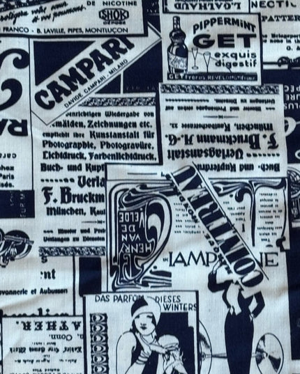 Antique Inspired Newsprint 1800s Graphic Cotton print fabric 4+ Meters Sewing