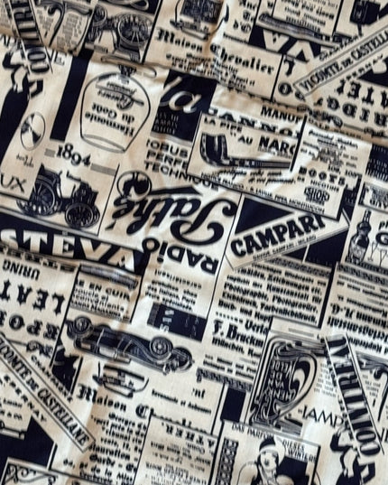 Antique Inspired Newsprint 1800s Graphic Cotton print fabric 4+ Meters Sewing