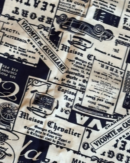 Antique Inspired Newsprint 1800s Graphic Cotton print fabric 4+ Meters Sewing