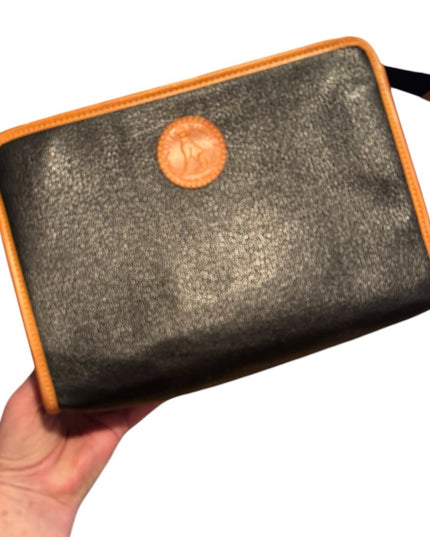 Vintage Francine Marot France Paris Stunning leather black tan clutch purse