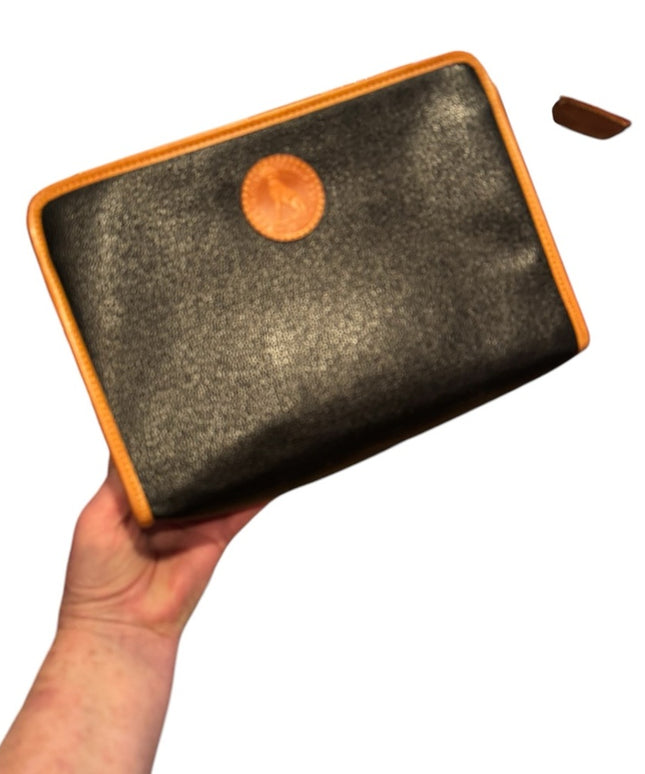 Vintage Francine Marot France Paris Stunning leather black tan clutch purse