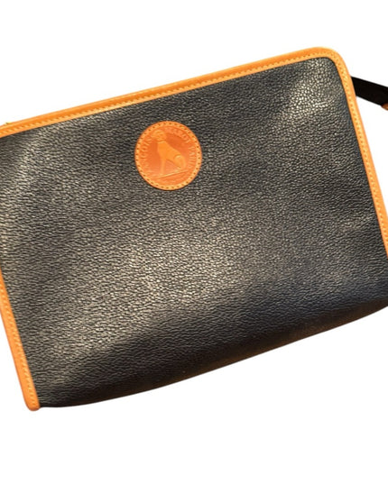 Vintage Francine Marot France Paris Stunning leather black tan clutch purse