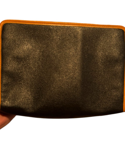 Vintage Francine Marot France Paris Stunning leather black tan clutch purse