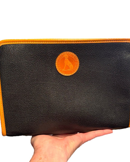 Vintage Francine Marot France Paris Stunning leather black tan clutch purse