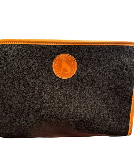 Vintage Francine Marot France Paris Stunning leather black tan clutch purse