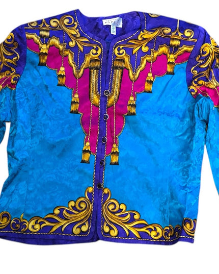 Vintage Tealy Blue? Purple pink gold 1980s Stunning magestic jacket occasions