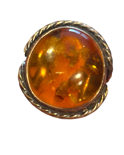 Vintage Russian Baltic Amber  Sterling Silver 925 MS Women's Ring