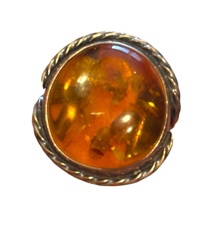 Vintage Russian Baltic Amber  Sterling Silver 925 MS Women's Ring