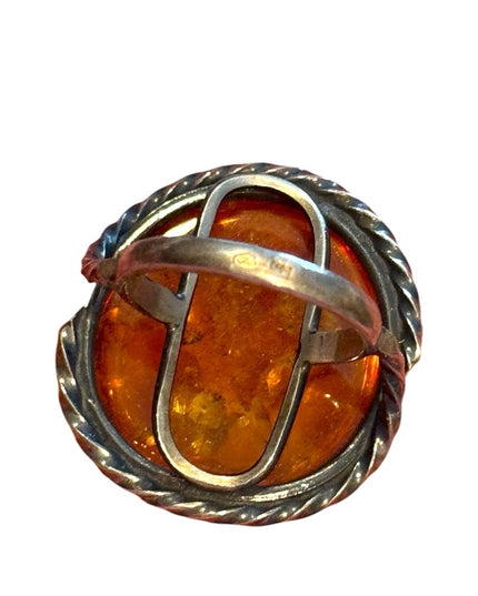 Vintage Russian Baltic Amber  Sterling Silver 925 MS Women's Ring