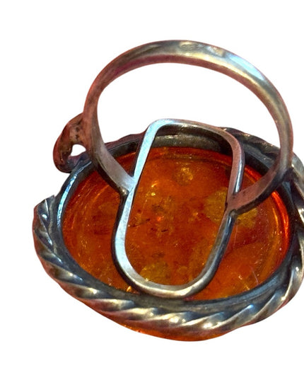 Vintage Russian Baltic Amber  Sterling Silver 925 MS Women's Ring