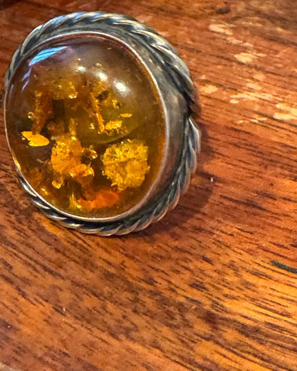 Vintage Russian Baltic Amber  Sterling Silver 925 MS Women's Ring
