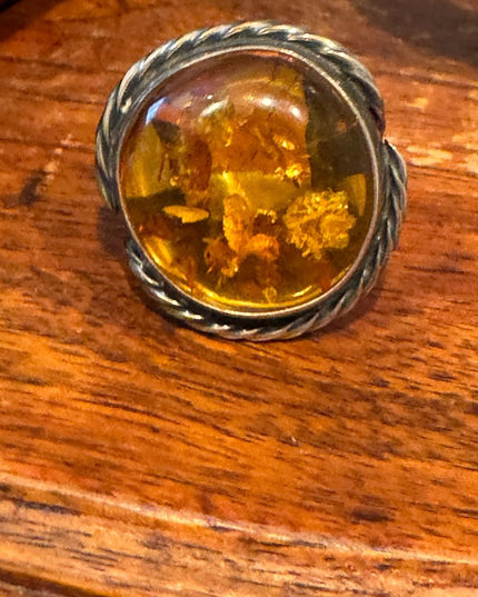 Vintage Russian Baltic Amber  Sterling Silver 925 MS Women's Ring