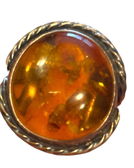 Vintage Russian Baltic Amber  Sterling Silver 925 MS Women's Ring