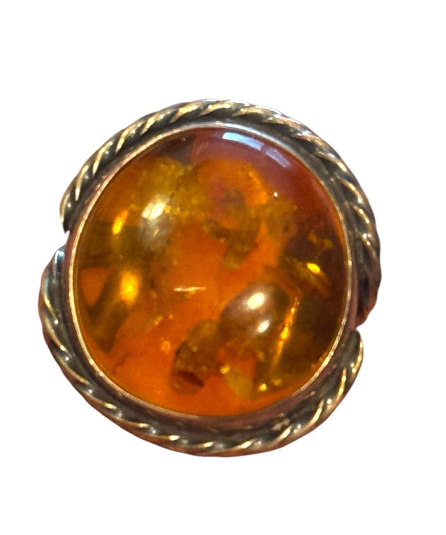 Vintage Russian Baltic Amber  Sterling Silver 925 MS Women's Ring