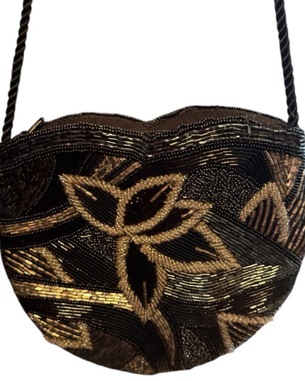 Vintage Art Deco Micro Beaded Purse. Silver & Black. Long shoulder Strap