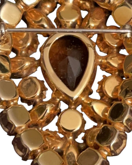 Vintage 1950s Sherman Crystal Amber hues brown green sparkle brooch