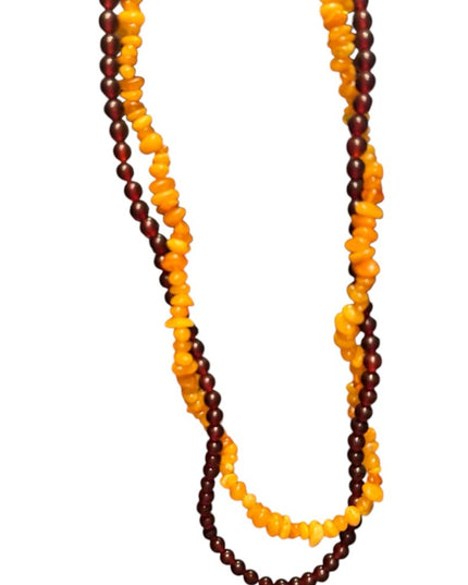 Vintage Russian Baltic Honey Amber 2 strand  Beaded Necklace