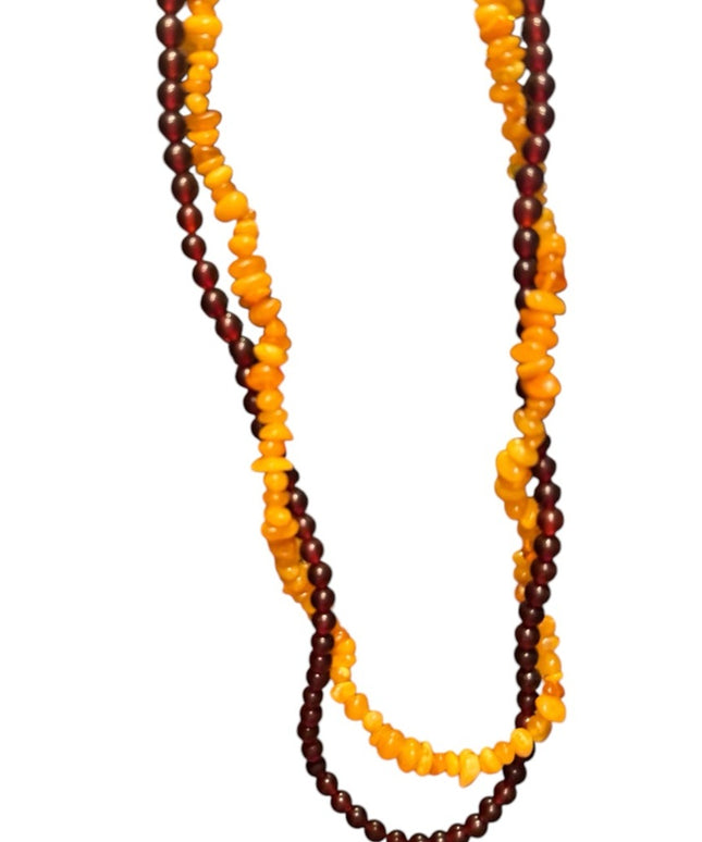 Vintage Russian Baltic Honey Amber 2 strand  Beaded Necklace
