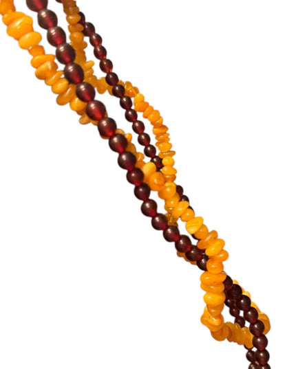 Vintage Russian Baltic Honey Amber 2 strand  Beaded Necklace