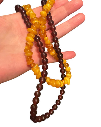 Vintage Russian Baltic Honey Amber 2 strand  Beaded Necklace