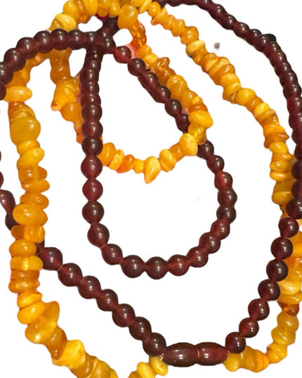 Vintage Russian Baltic Honey Amber 2 strand  Beaded Necklace